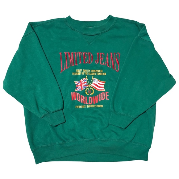 The Limited Other - The Limited Crewneck Sweatshirt Youth Large Green Vintage Flag Graphic Retro 90s